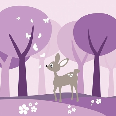 Фотообои PhotoWall Design Deer in Purple Woods e20107