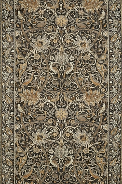 Ткань Morris Archive IV The Collector Bullerswood Charcoal/Mustard 226393 (шир. 140 cm)