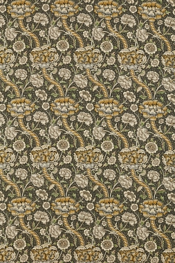 Ткань Morris Archive IV The Collector Wandle Charcoal/Mustard 226397 (шир. 140 cm)