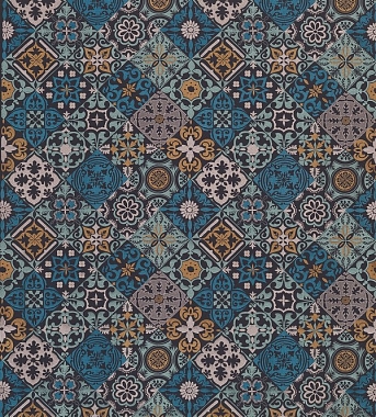 Ткань Osborne&Little Manarola Cervo Indigo/Turquoise/Copper F7178-02 (шир.131 см)